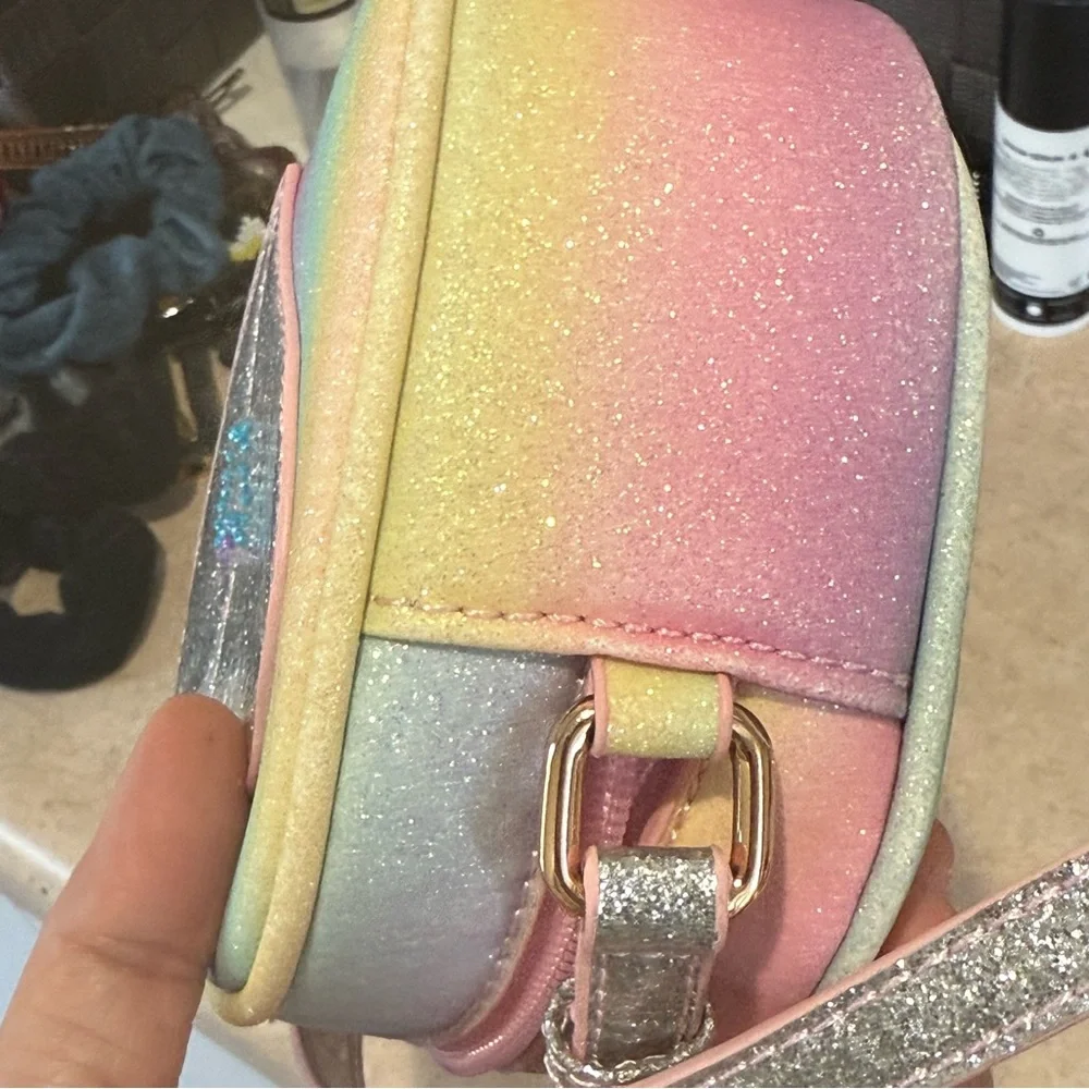 New Mipasties Heart Rainbow Glitter Crossbody Purse | Kids Mini Bag